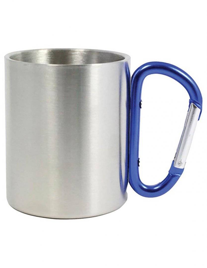 Cana metal inox cu maner albastru